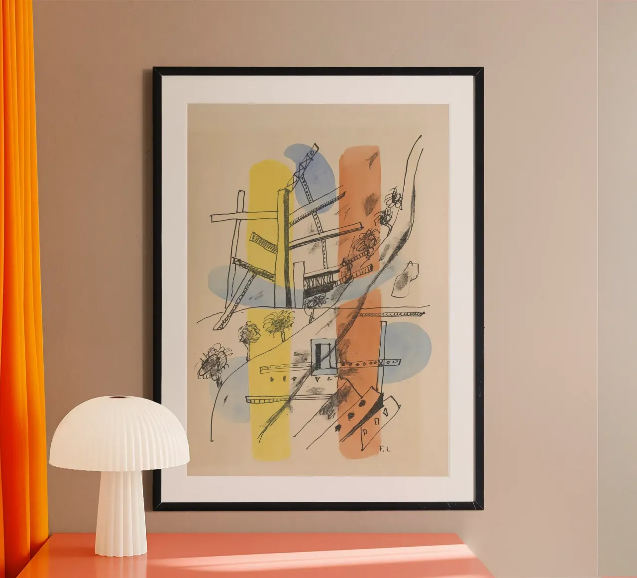 Fernand Léger Metropolitana, Paesaggio urbano astratto, Sk modernista poster con telaio in plastica da NorwesClub