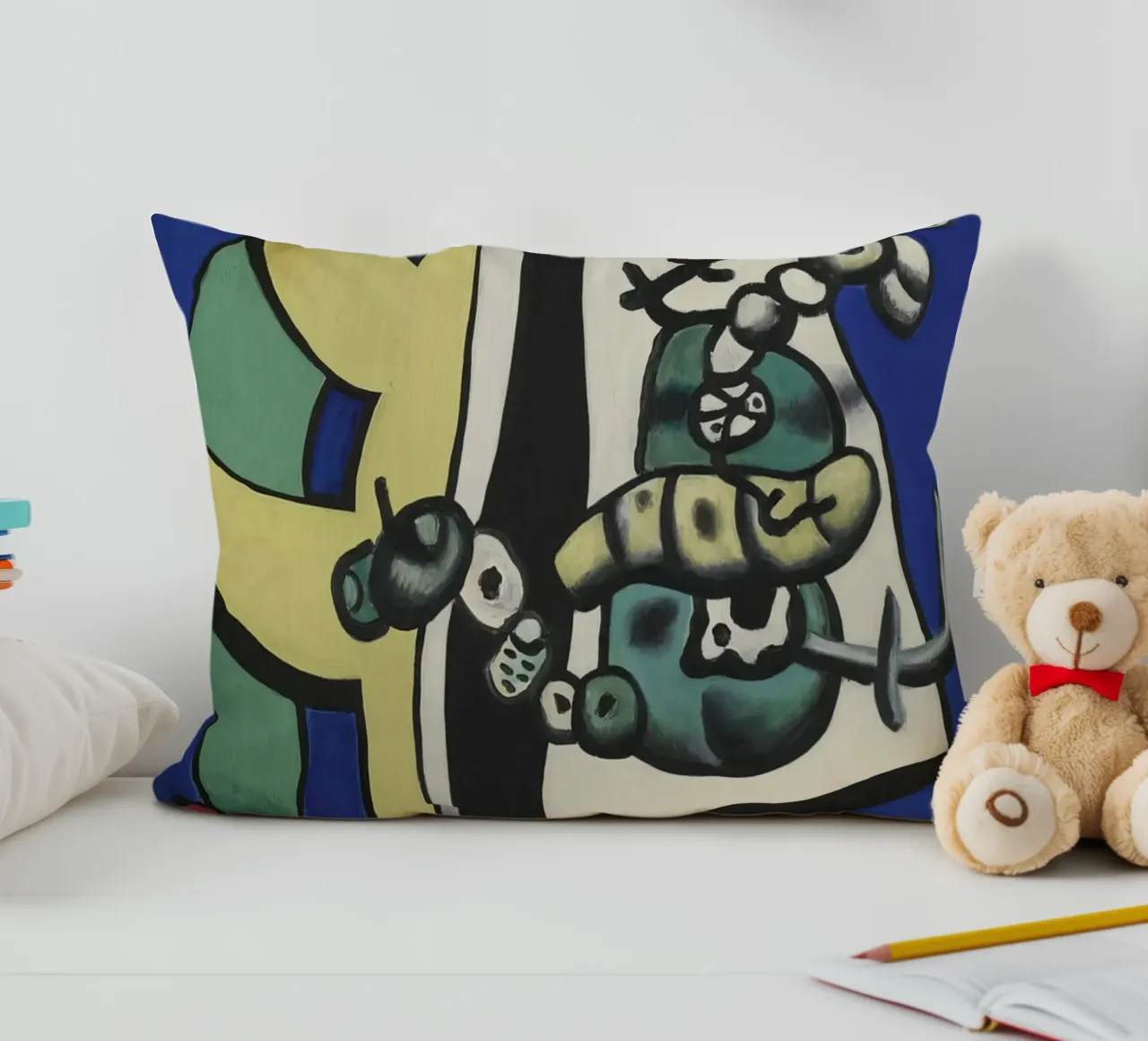 Fernand Léger Frutta su blu, natura morta astratta, Biomorfi cuscino da NorwesClub