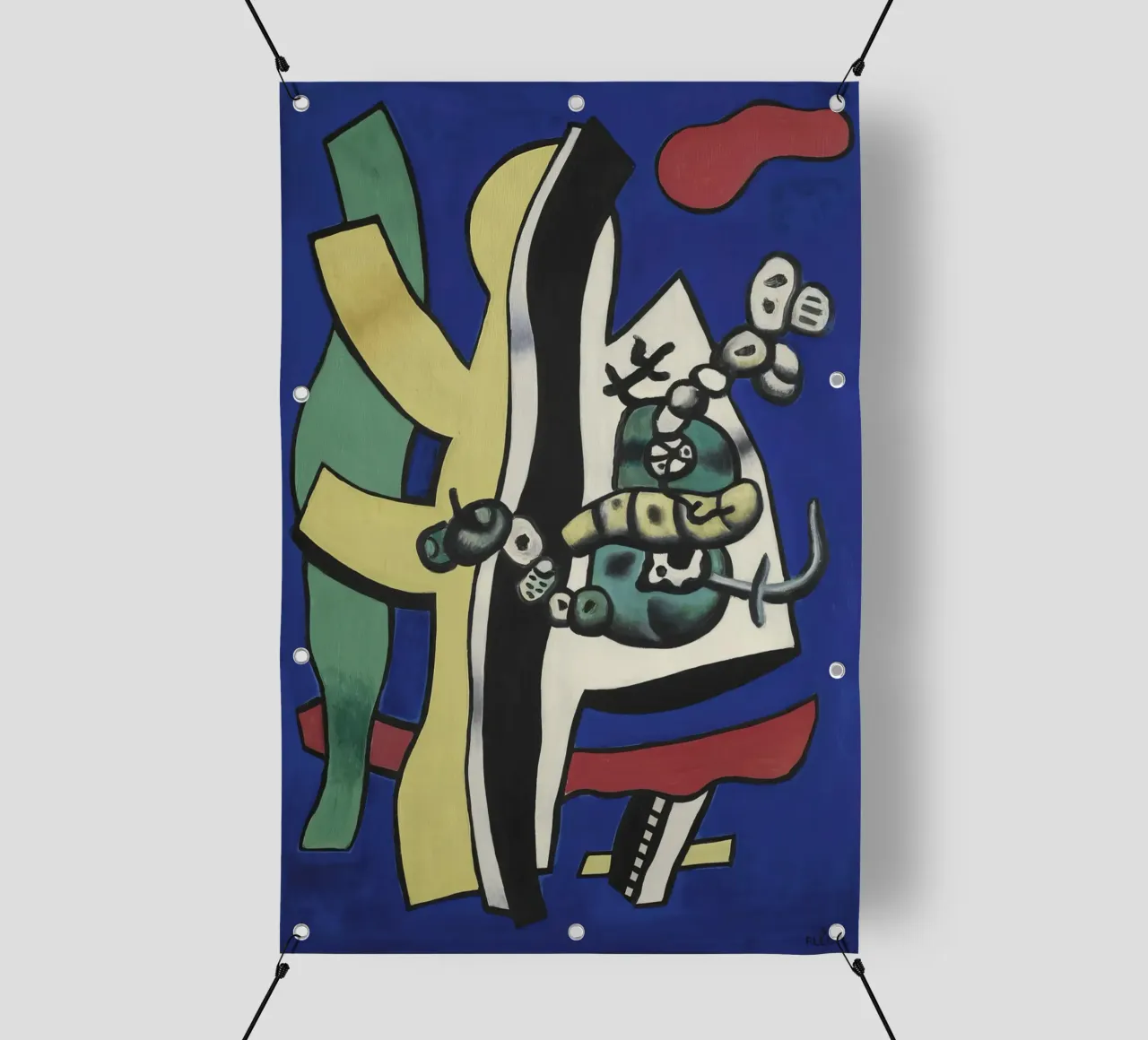Fernand Léger Frutta su blu, natura morta astratta, Biomorfi telo in pvc da NorwesClub