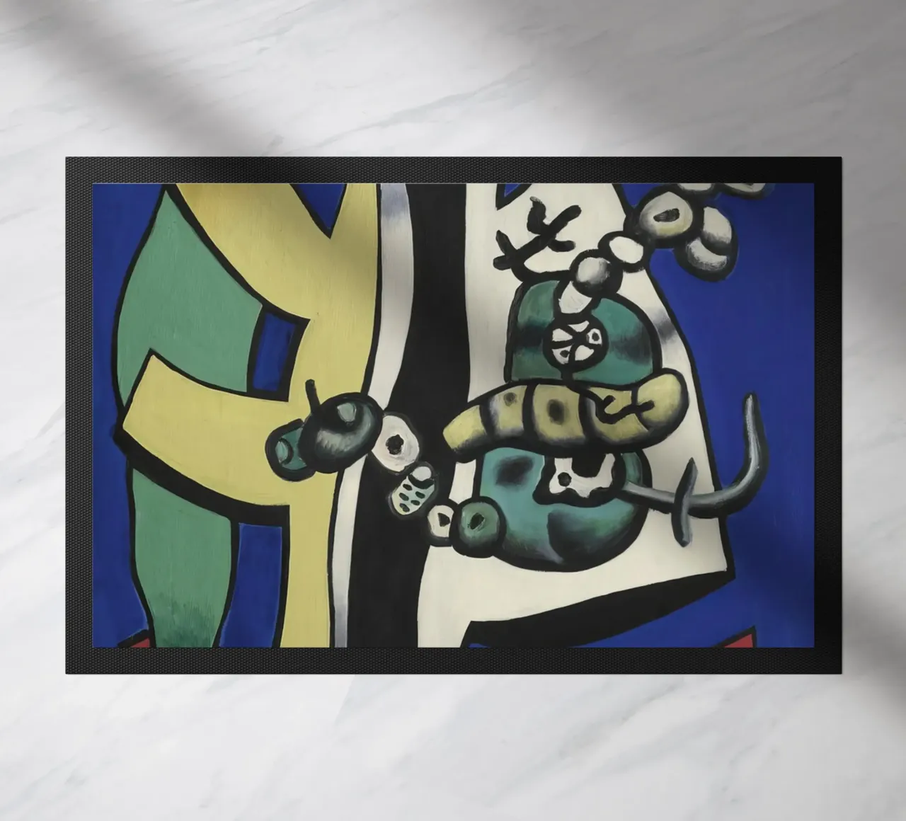 Fernand Léger Frutta su blu, natura morta astratta, Biomorfi zerbino da NorwesClub