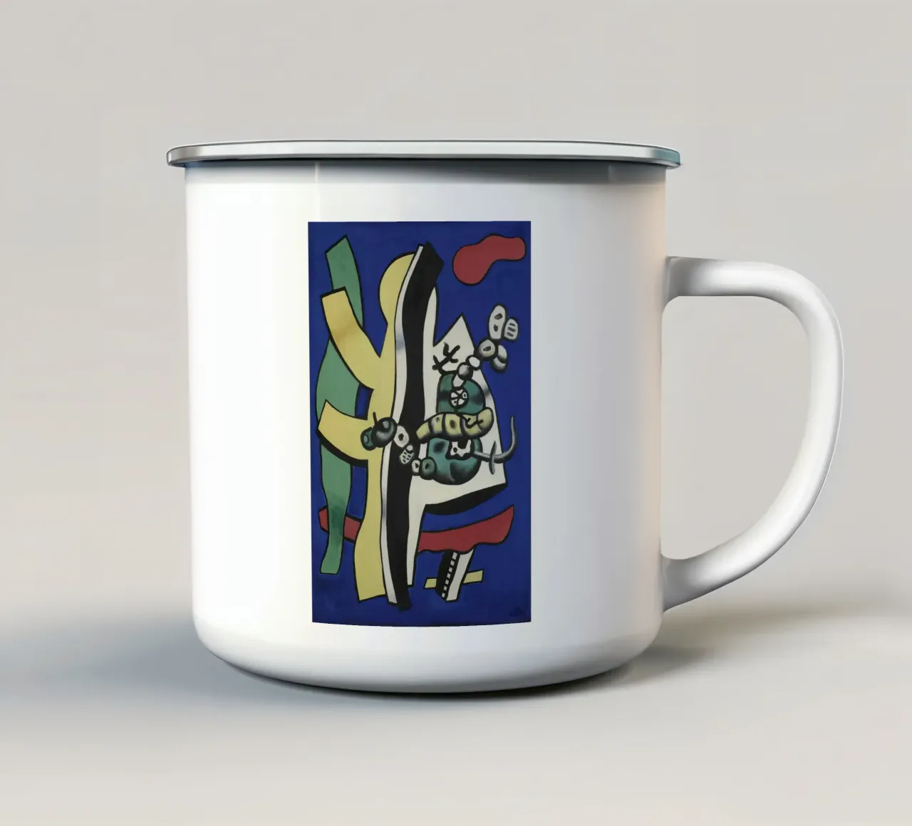 Fernand Léger Frutta su blu, natura morta astratta, Biomorfi tazza in smalto da NorwesClub