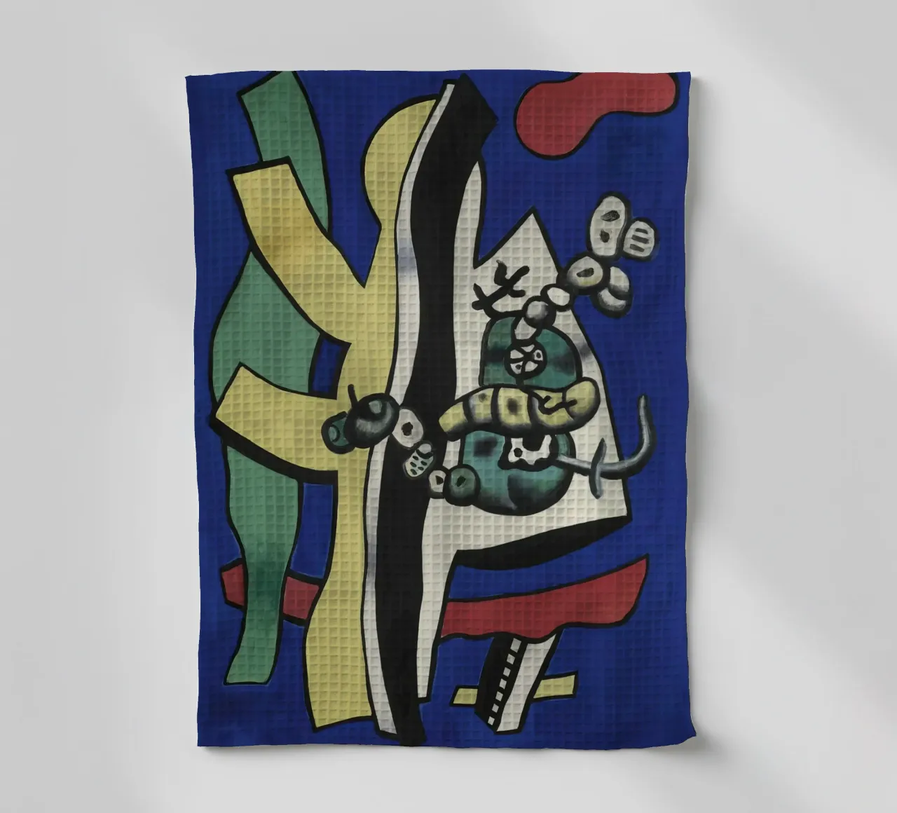 Fernand Léger Fruits sur fond bleu, Nature morte abstraite, Biomorphi torchon de NorwesClub