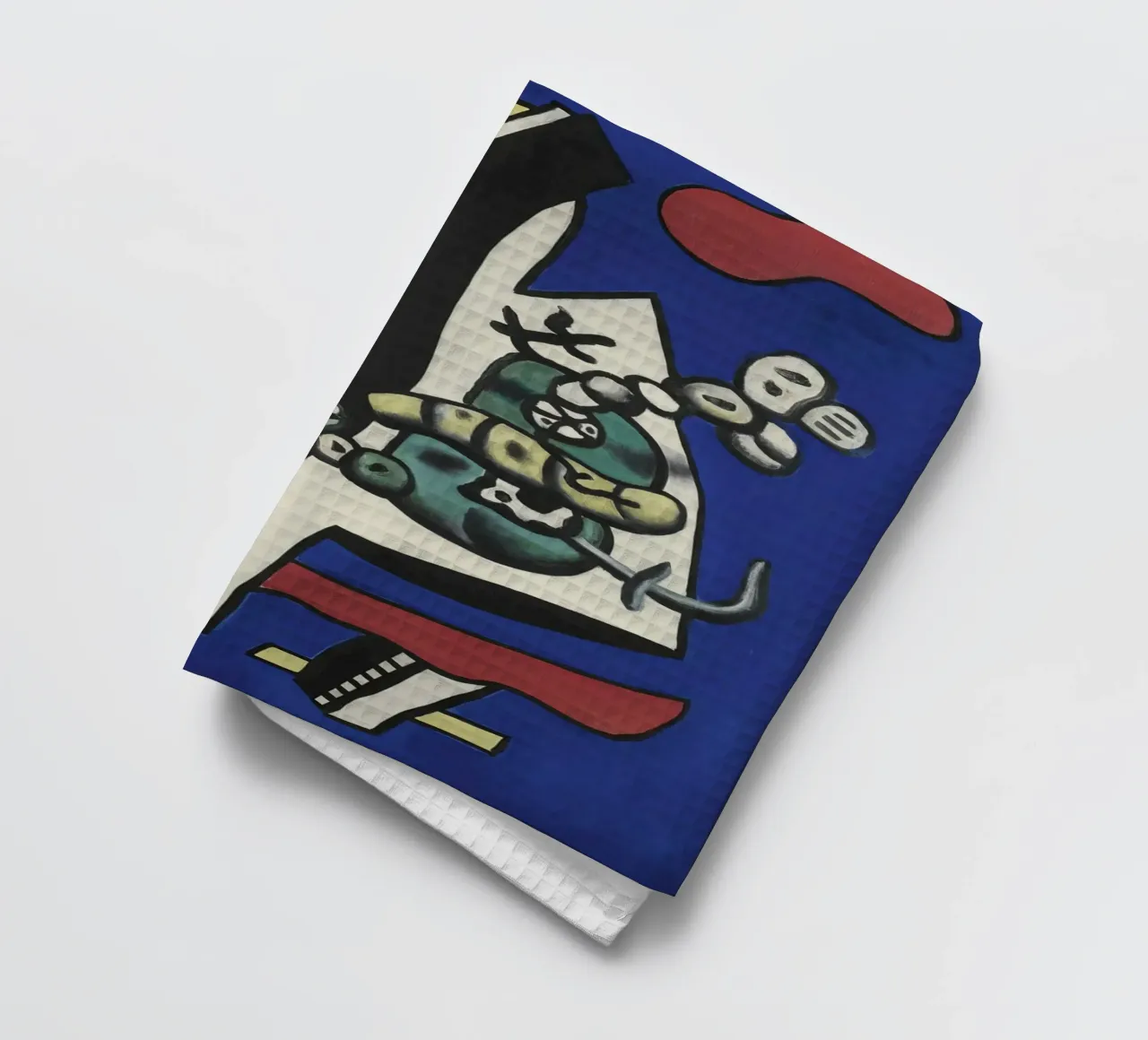 Fernand Léger Fruits sur fond bleu, Nature morte abstraite, Biomorphi torchon de NorwesClub