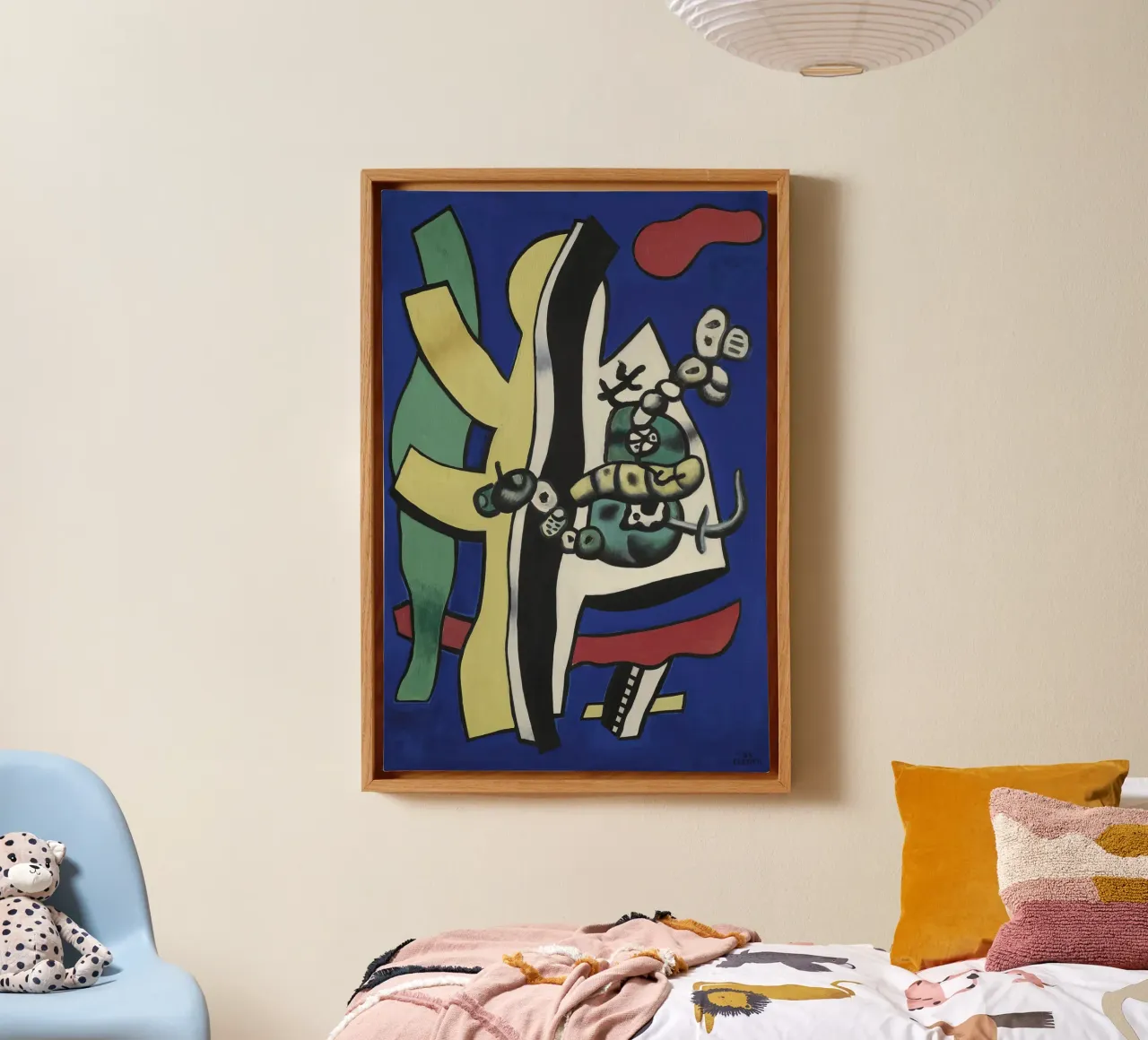 Fernand Léger Frutta su blu, natura morta astratta, Biomorfi tela con Cornice a cassetta da NorwesClub