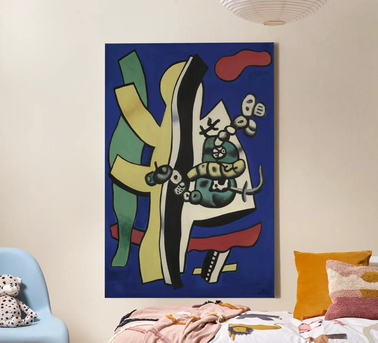 Fernand Léger Frutta su blu, natura morta astratta, Biomorfi tela con Cornice a cassetta da NorwesClub
