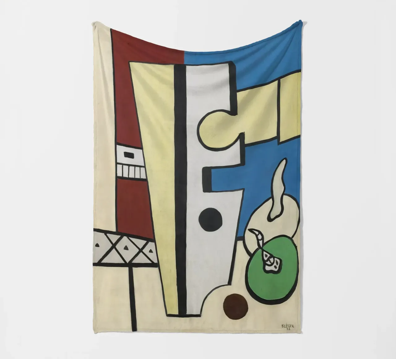 Fernand Léger Blauw en geel stilleven, abstracte compositie fleecedeken van NorwesClub