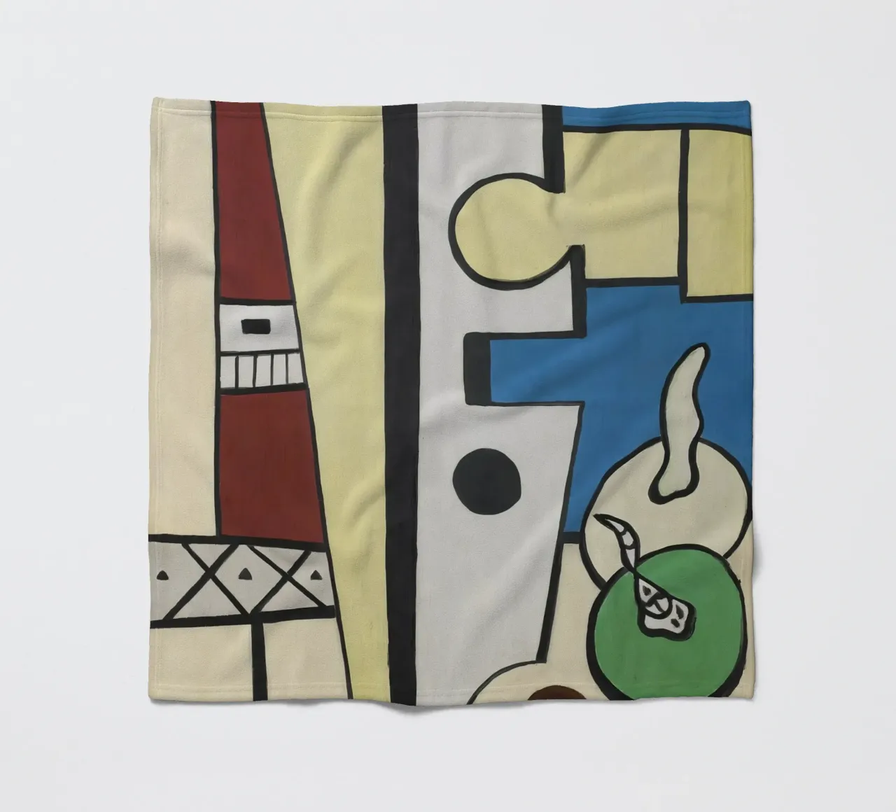 Fernand Léger Blauw en geel stilleven, abstracte compositie fleecedeken van NorwesClub