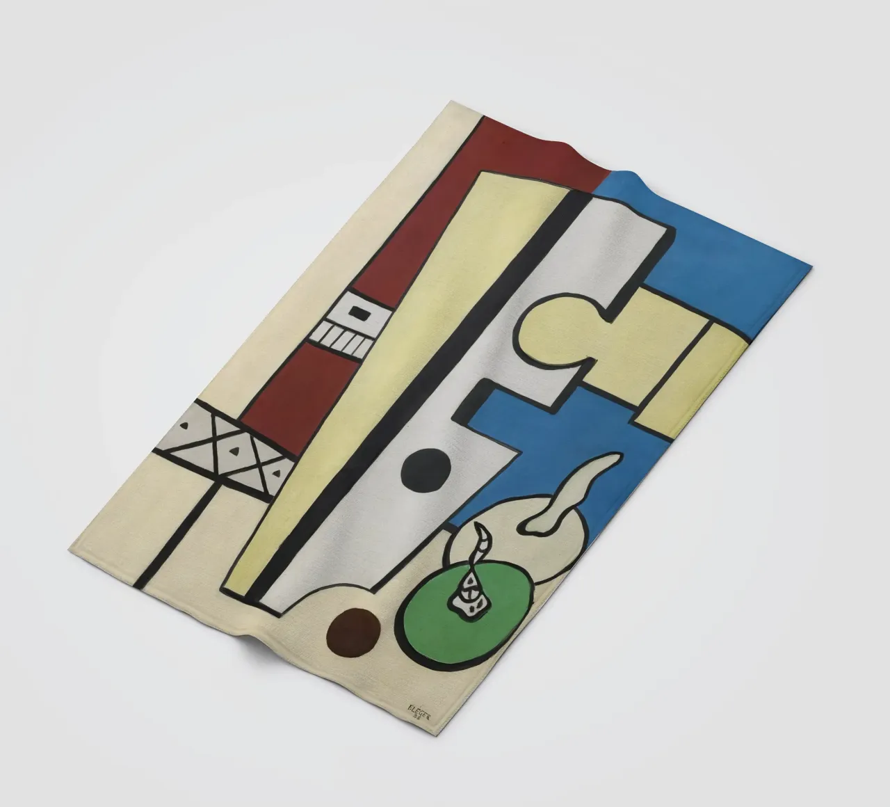 Fernand Léger Blauw en geel stilleven, abstracte compositie fleecedeken van NorwesClub