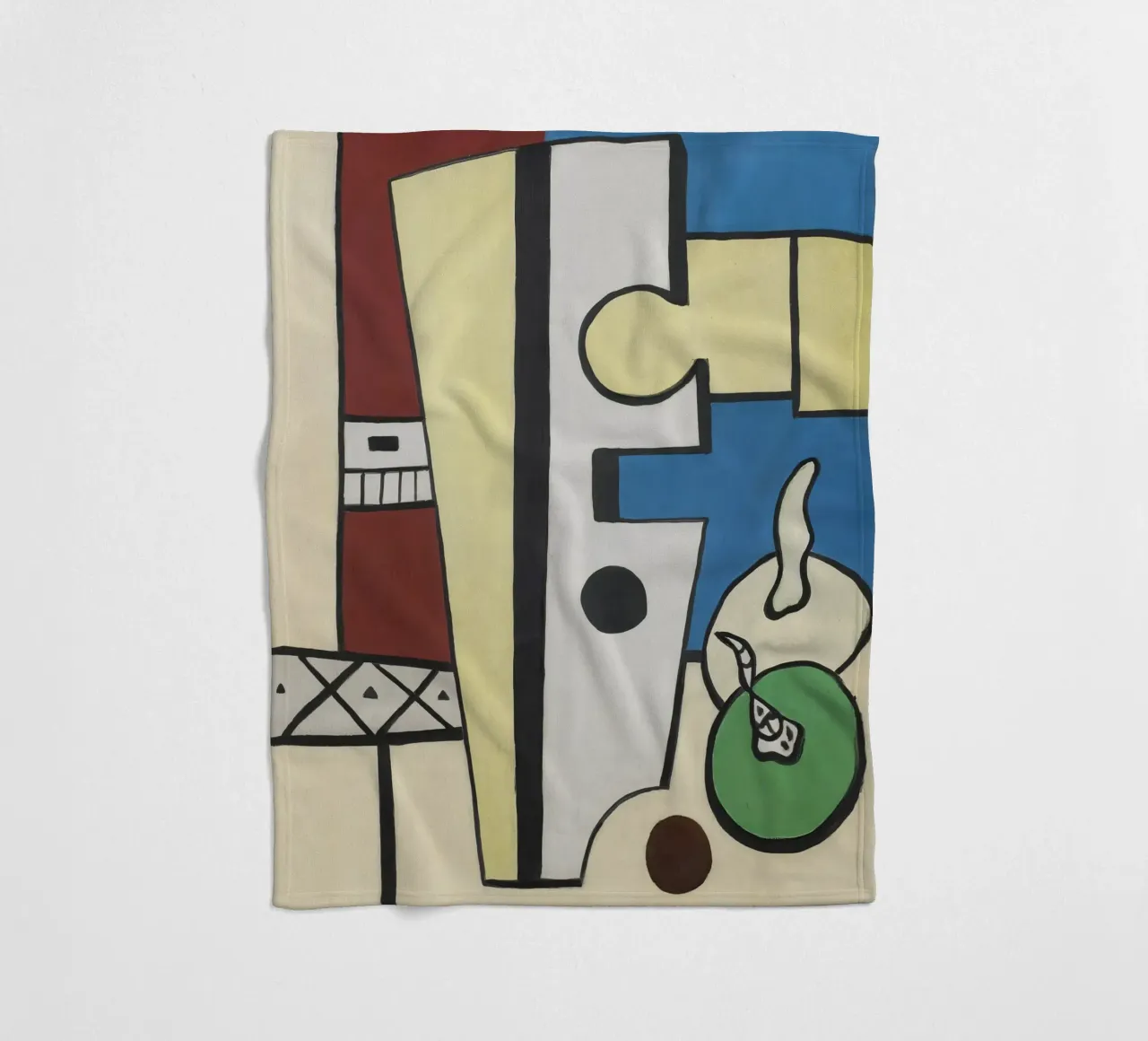 Fernand Léger Blauw en geel stilleven, abstracte compositie fleecedeken van NorwesClub
