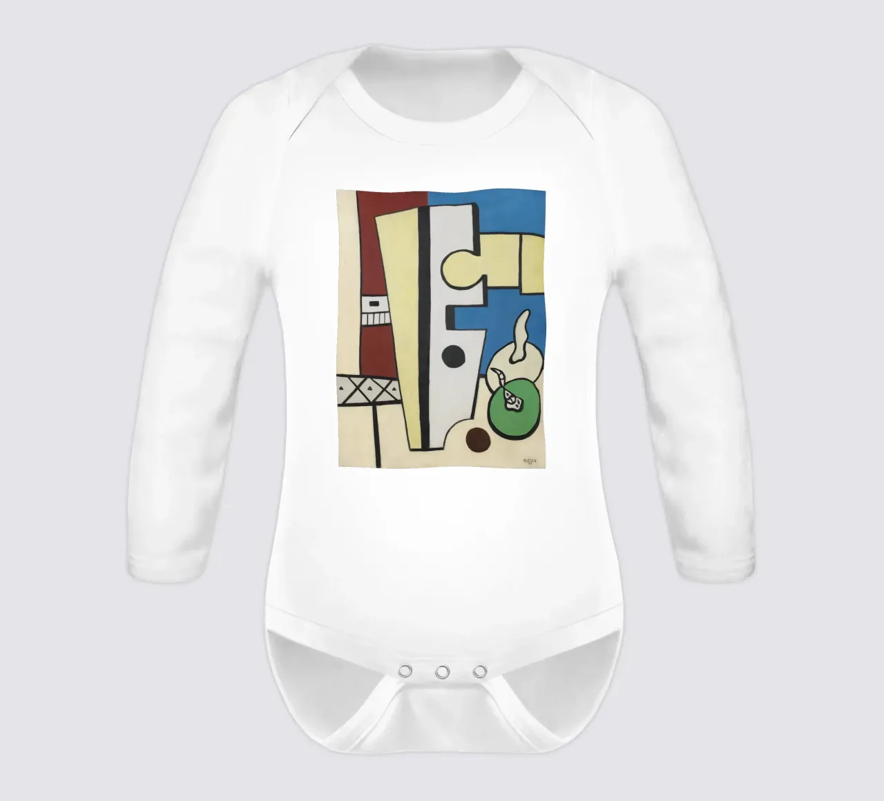 Fernand Léger Blauw en geel stilleven, abstracte compositie babyrompertje lange mouwen van NorwesClub