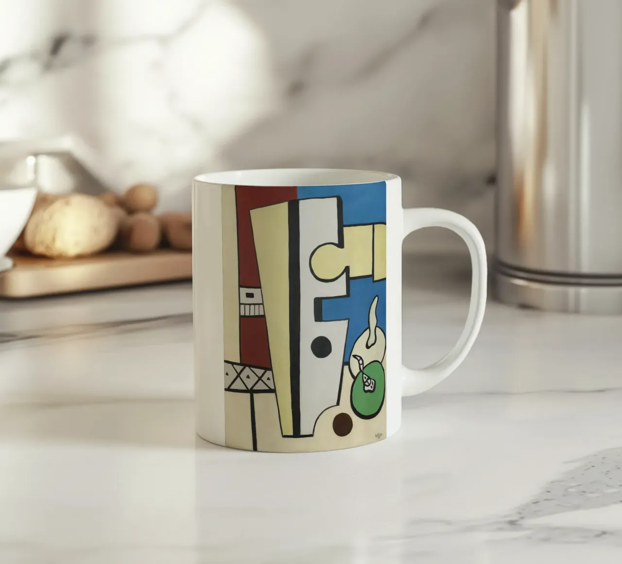 Fernand Léger Blauw en geel stilleven, abstracte compositie keramische mok van NorwesClub