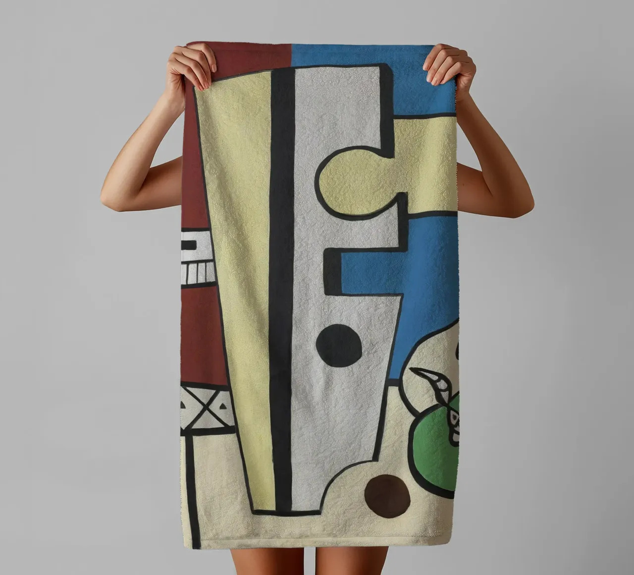 Fernand Léger Nature morte bleue et jaune, composition abstraite serviette de bain de NorwesClub