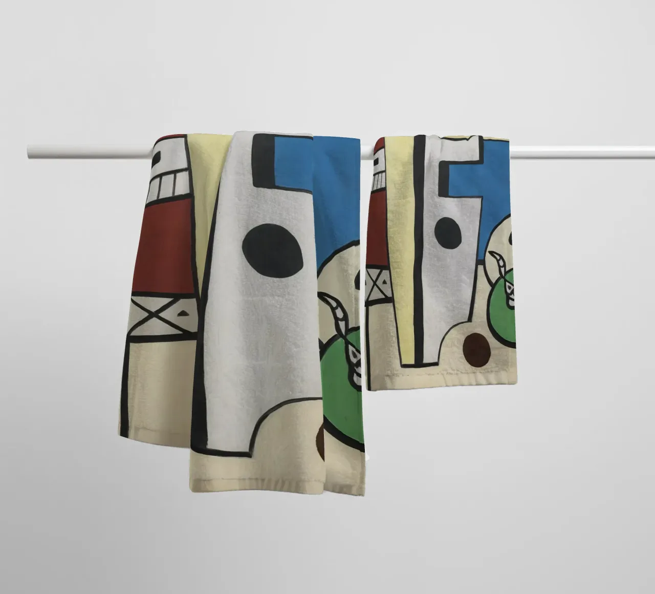 Fernand Léger Nature morte bleue et jaune, composition abstraite serviette de bain de NorwesClub