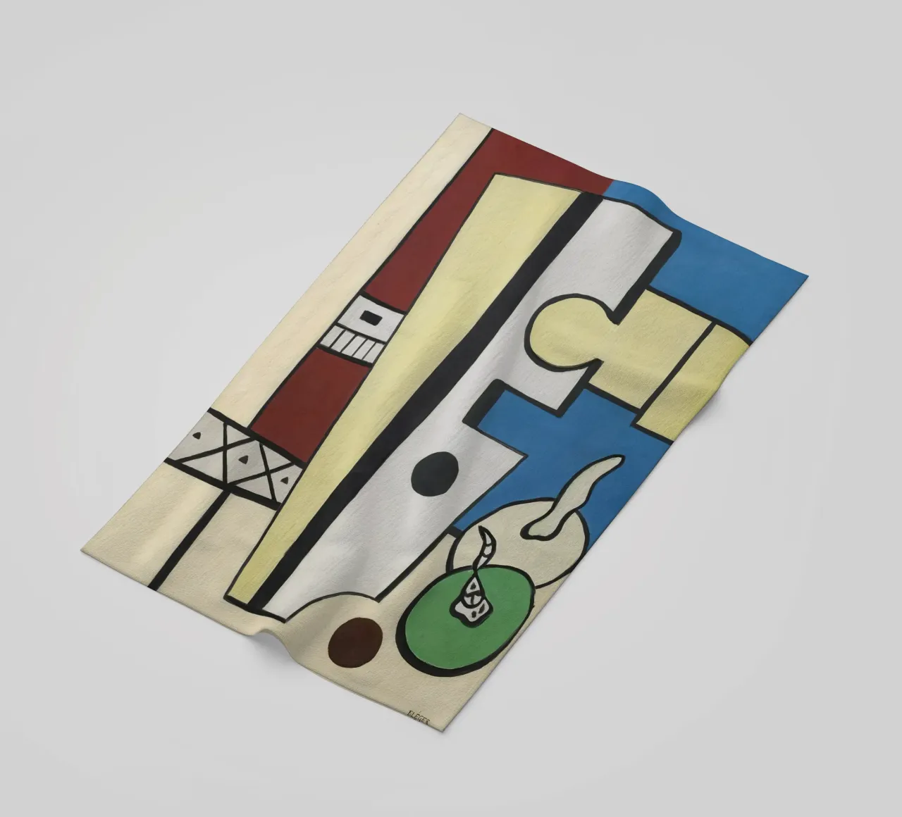 Fernand Léger Blauw en geel stilleven, abstracte compositie strandhanddoek van NorwesClub