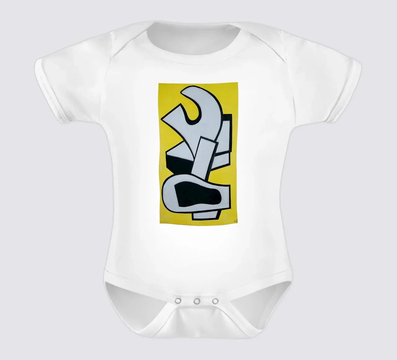 Fernand Léger Murale giallo, forme astratte in grassetto, centro storico body neonato maniche corte da NorwesClub