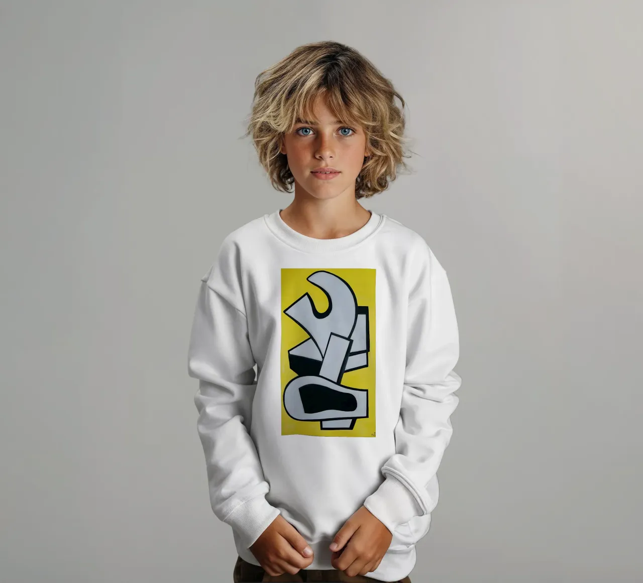 Fernand Léger Murale giallo, forme astratte in grassetto, centro storico felpa bambino da NorwesClub