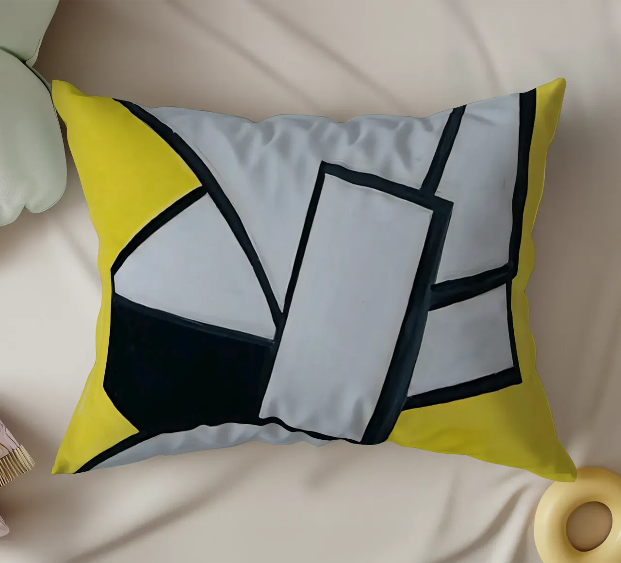 Fernand Léger Mural Yellow, Abstract Bold Shapes, Mid-Centur decorative cushion by NorwesClub