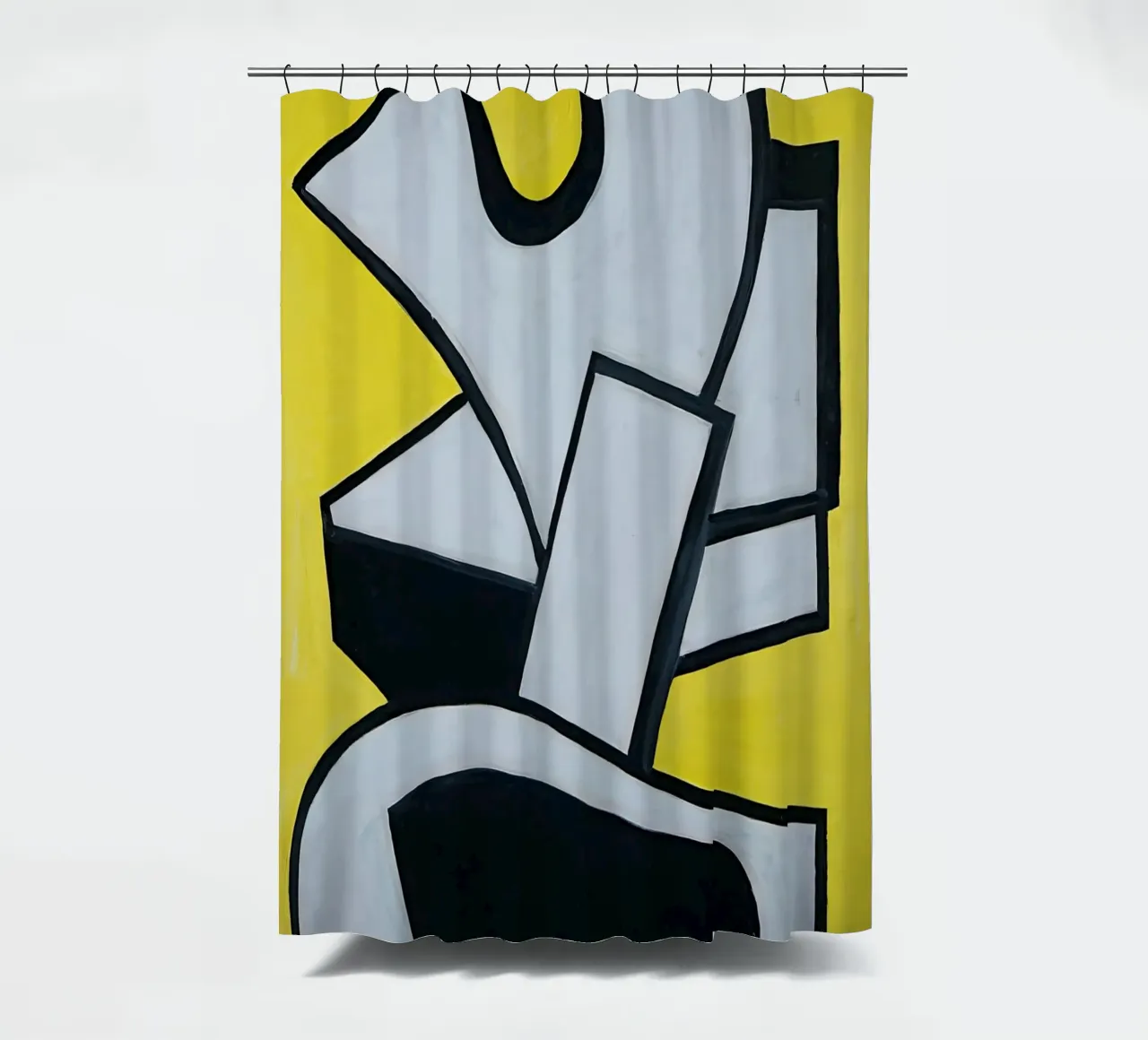 Fernand Léger Muurschildering Geel, Abstracte Vette Vormen, Middencentrum douchegordijn van NorwesClub