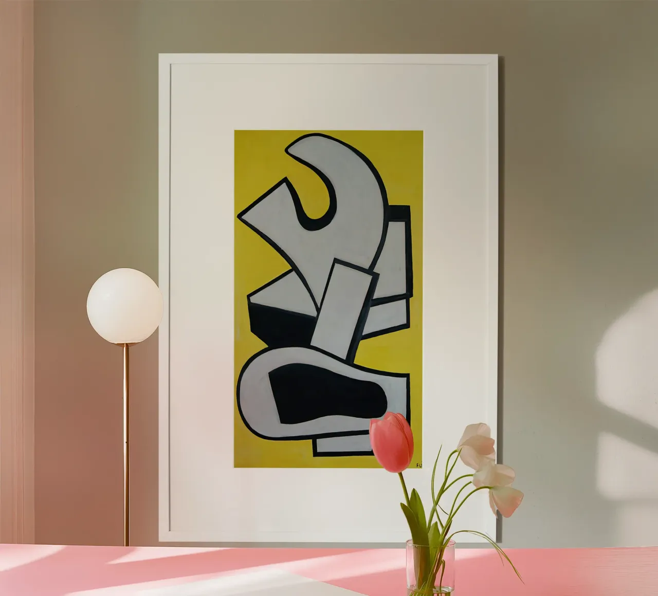 Fernand Léger Murale giallo, forme astratte in grassetto, centro storico carta hahnemühle da NorwesClub