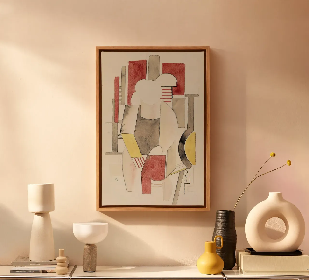 Fernand Léger Interieur Figuur, Kubistische Schets, Abstract Perso canvas met Baklijst van NorwesClub