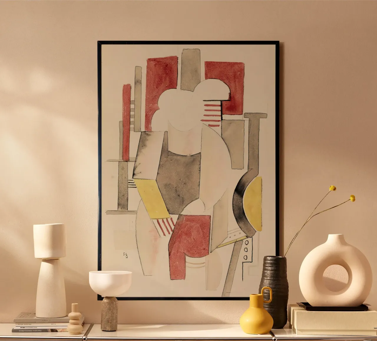 Fernand Léger Interieur Figur, kubistische Skizze, abstrakte Perso Hahnemühle von NorwesClub
