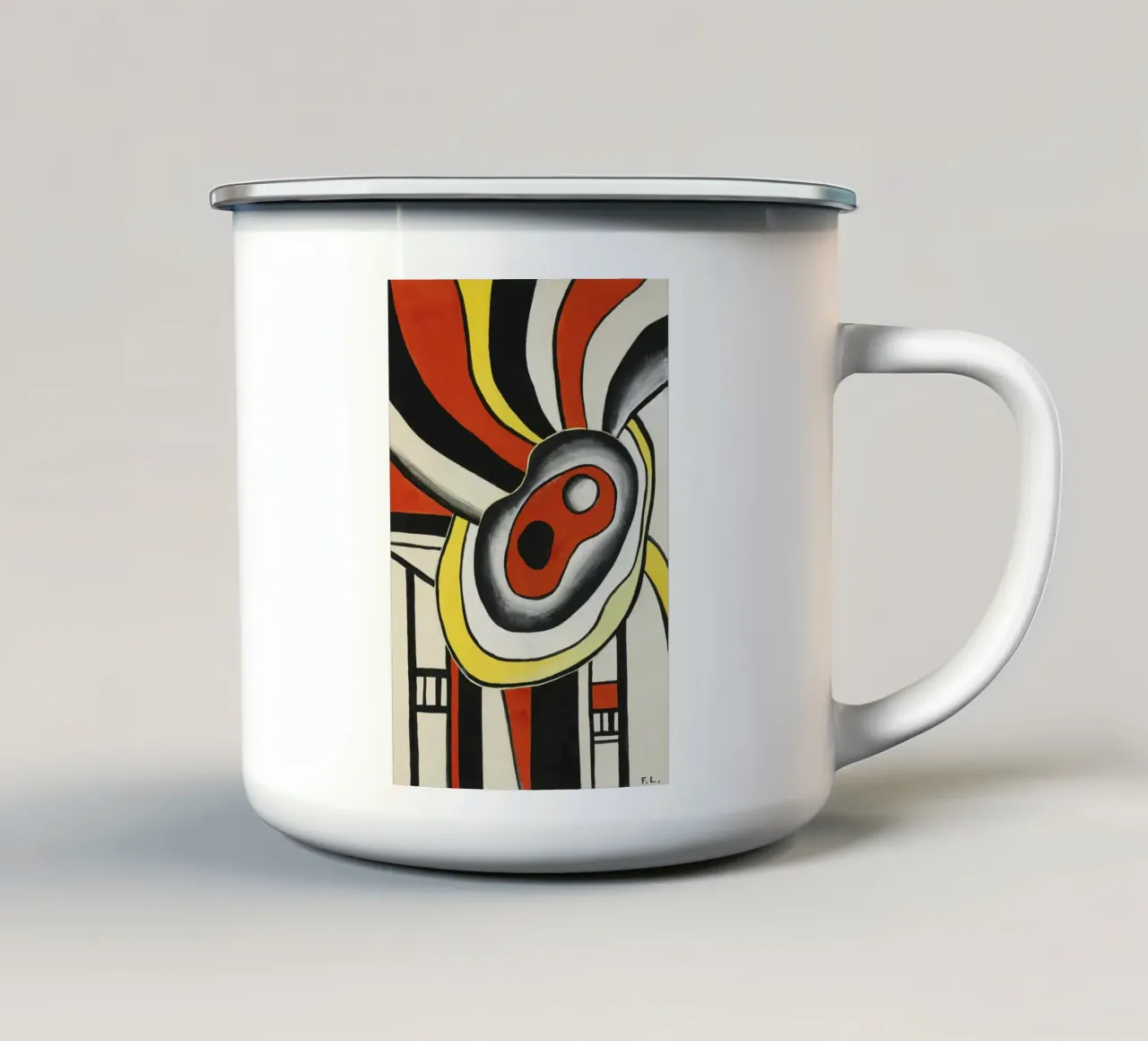 Fernand Léger: Dynamic Disks Mural Project, Abstrakte Kunst Emaille Tasse von NorwesClub