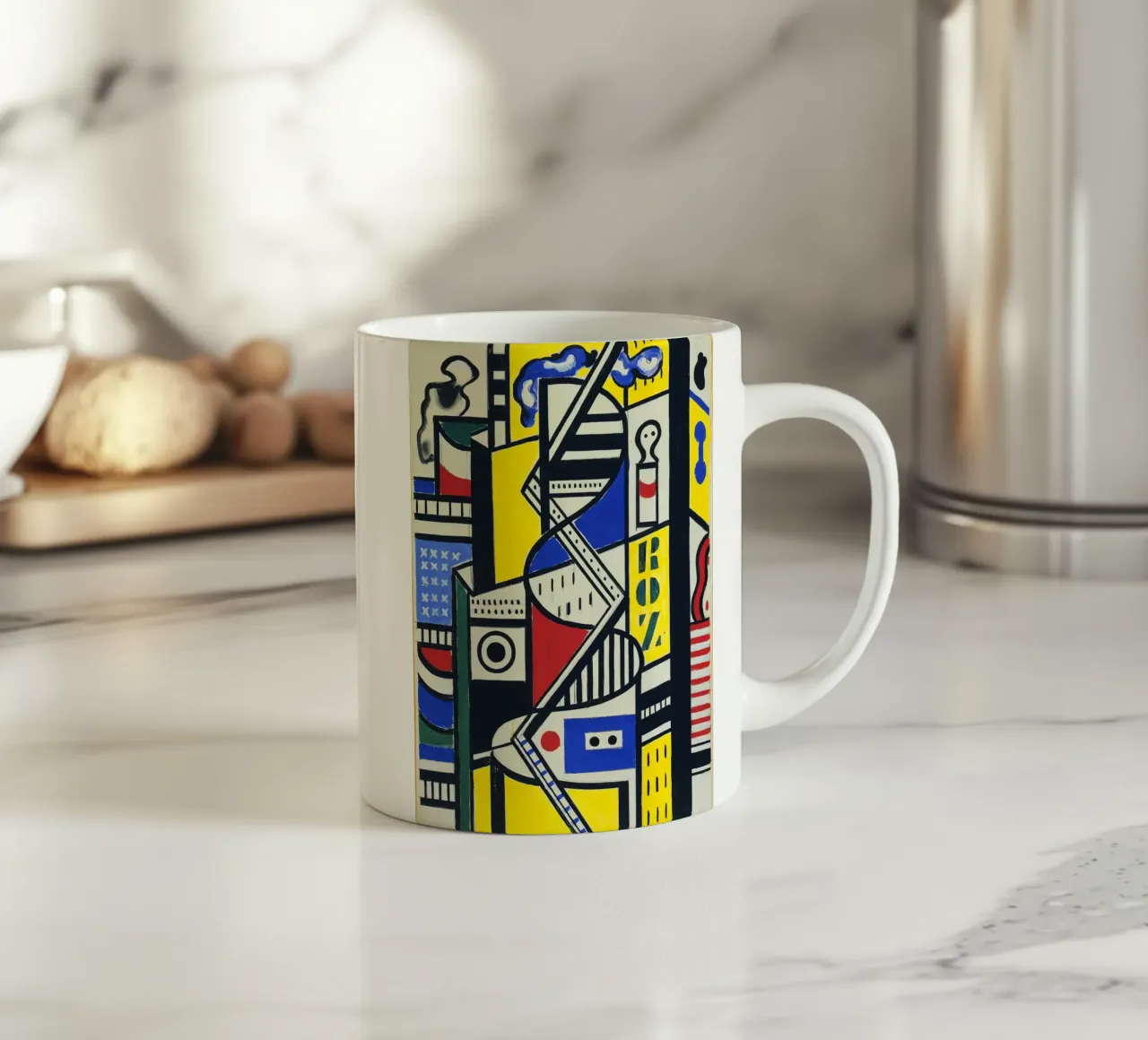 Fernand Léger: Studio murale cinematografico VI, Astrazione cubista tazza in ceramica da NorwesClub