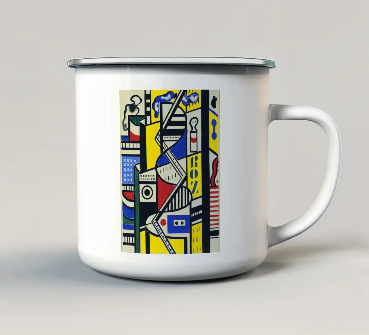 Fernand Léger: Studio murale cinematografico VI, Astrazione cubista tazza in smalto da NorwesClub