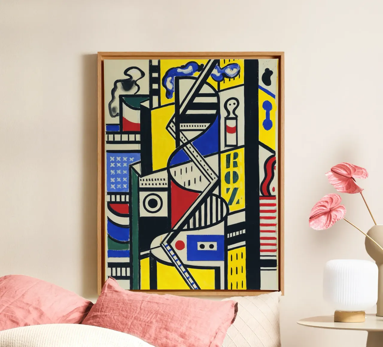 Fernand Léger: Cinematic Mural Study VI, Cubist Abstraction canvas with Floater frame by NorwesClub