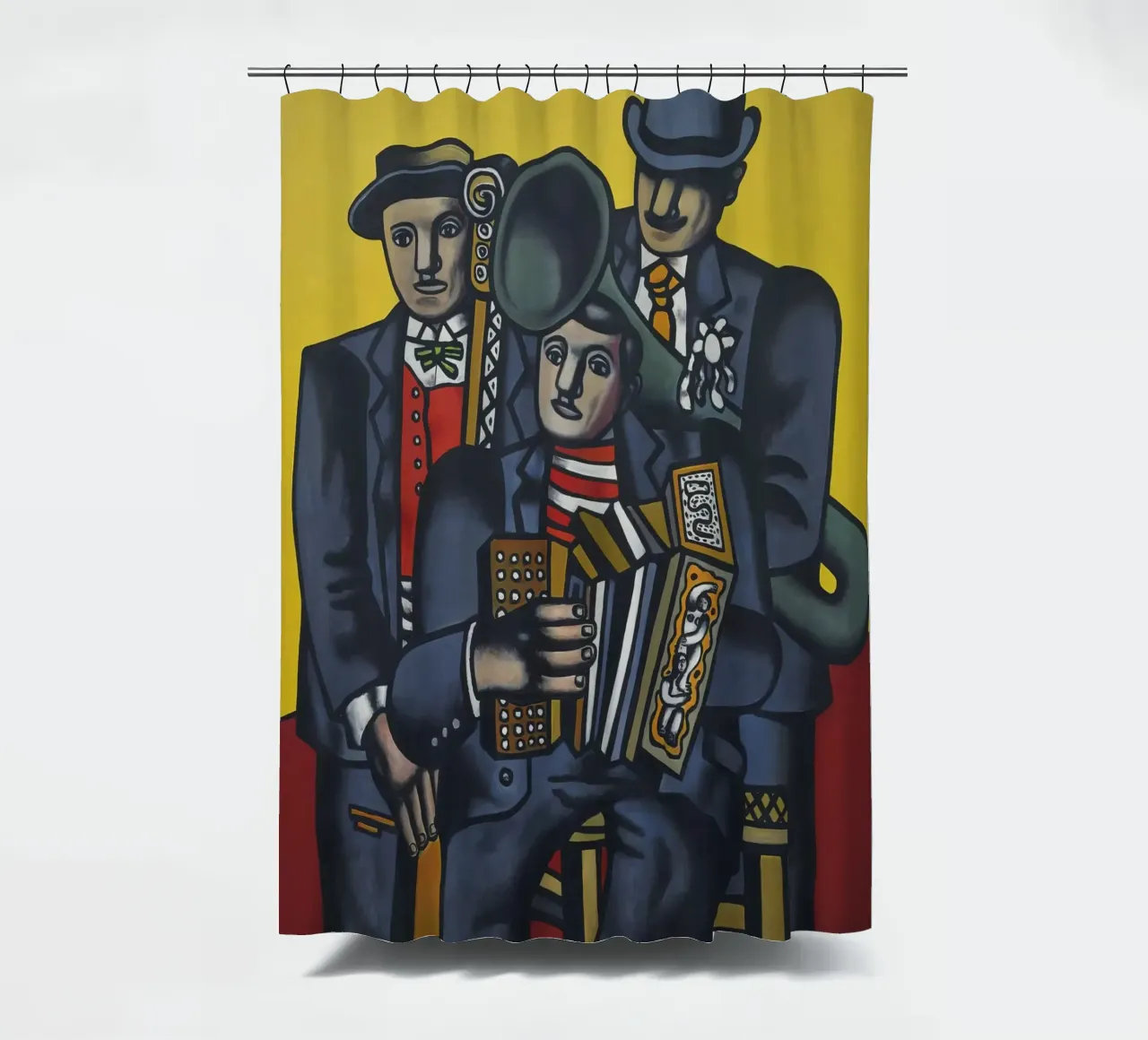 Fernand Léger: The Three Musicians, Cubist Figurative Master shower curtain by NorwesClub