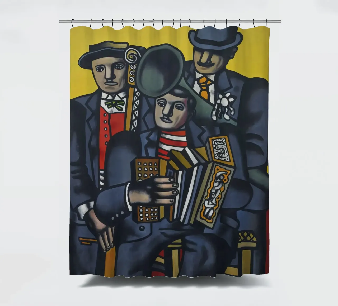Fernand Léger: The Three Musicians, Cubist Figurative Master shower curtain by NorwesClub