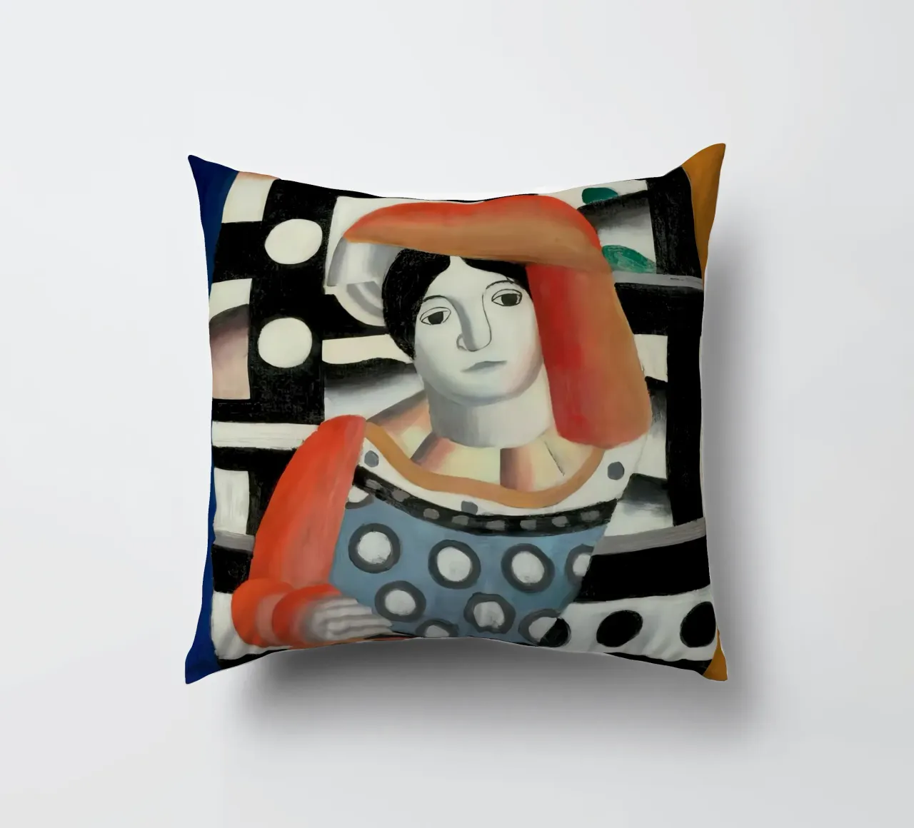 Fernand Léger - Woman Before Landscape, Cubist Portrait Art decorative cushion by NorwesClub