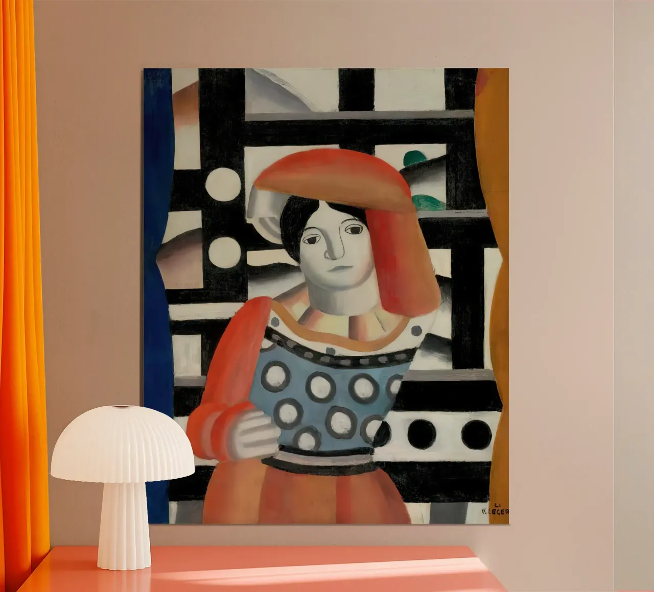 Fernand Léger - Femme avant le paysage, portrait cubiste poster avec cadre en aluminium de NorwesClub