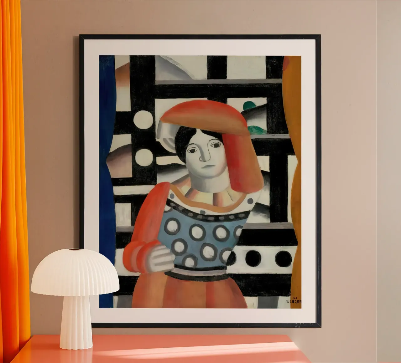 Fernand Léger - Femme avant le paysage, portrait cubiste poster avec cadre en aluminium de NorwesClub