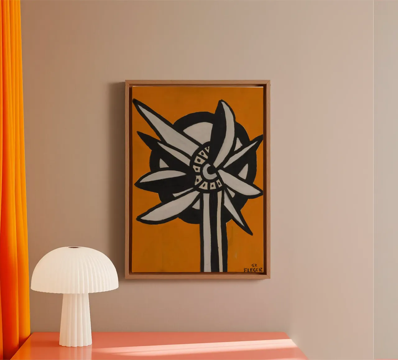 Fernand Léger - Fiore e ruota, stampa d'arte modernista in grassetto tela con Cornice a cassetta da NorwesClub
