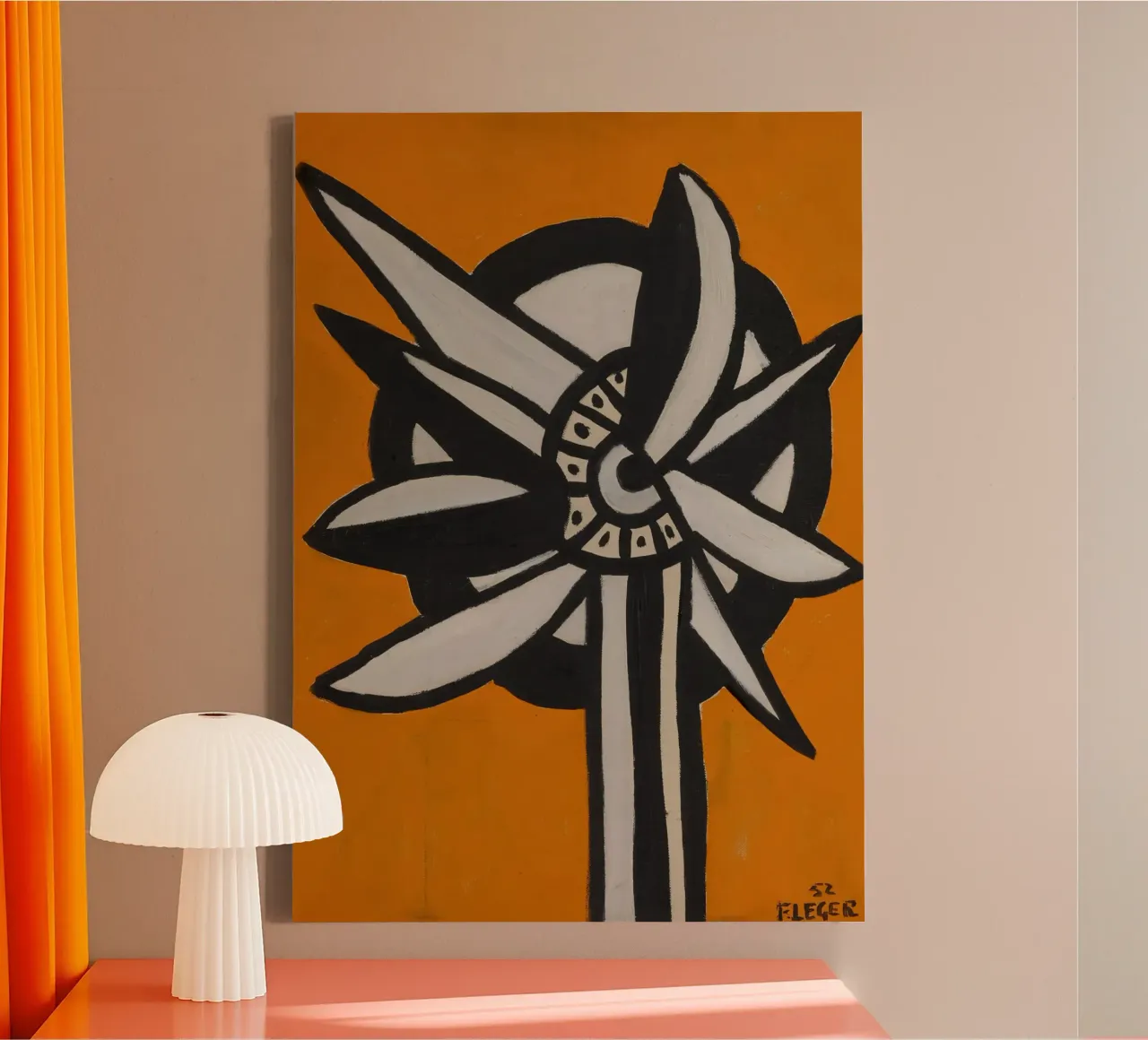 Fernand Léger - Fiore e ruota, stampa d'arte modernista in grassetto tela con Cornice a cassetta da NorwesClub