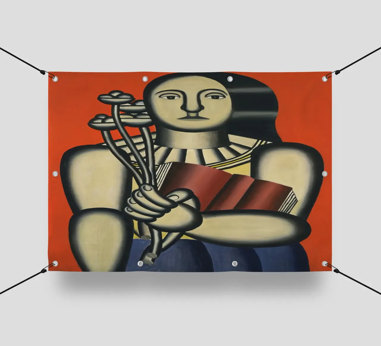 Fernand Léger Donna cubista con libro e fiori | Arte moderna telo in pvc da NorwesClub