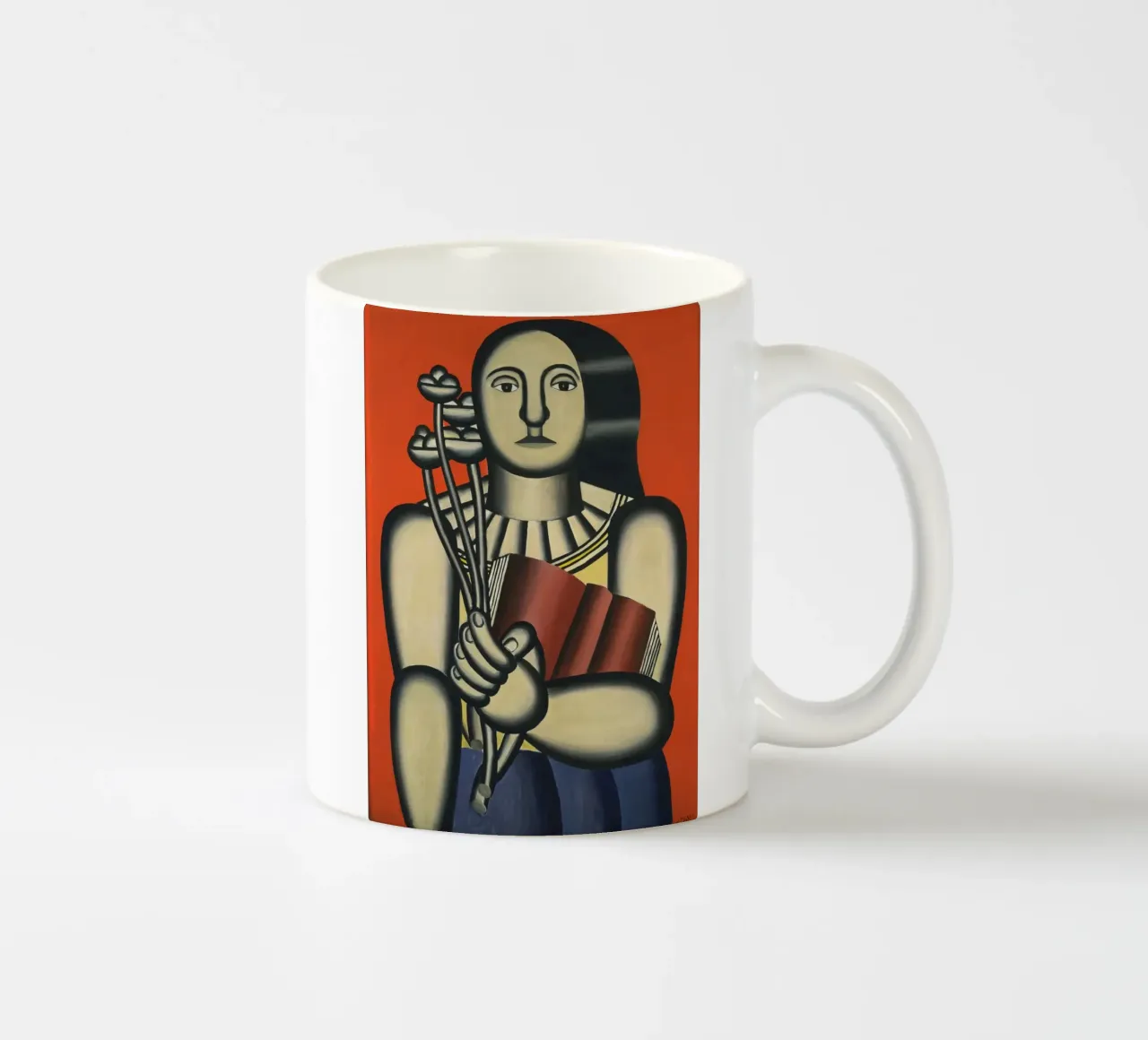Fernand Léger Donna cubista con libro e fiori | Arte moderna tazza in ceramica da NorwesClub