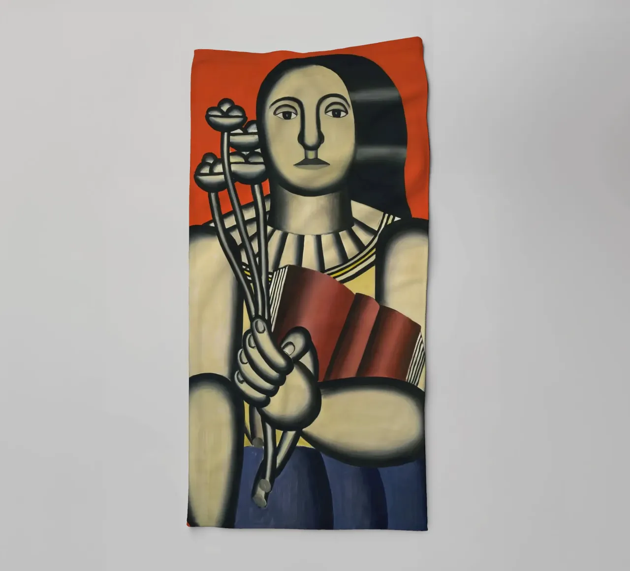 Fernand Léger Donna cubista con libro e fiori | Arte moderna asciugamano da bagno da NorwesClub