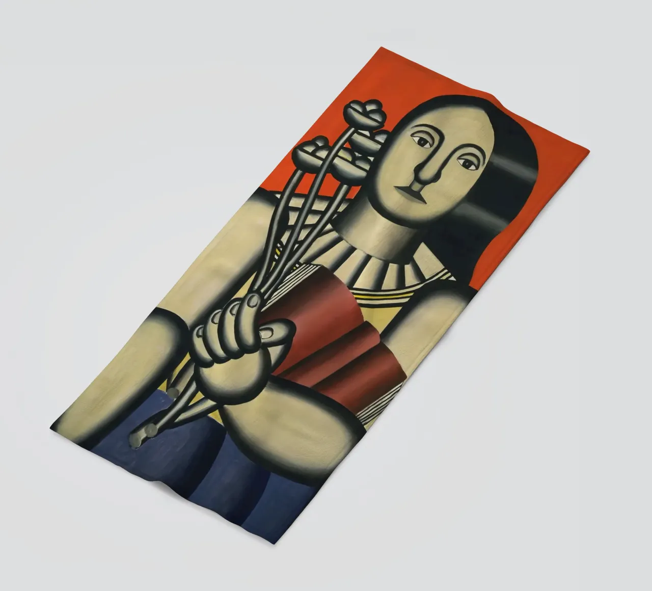 Fernand Léger Donna cubista con libro e fiori | Arte moderna telo mare da NorwesClub