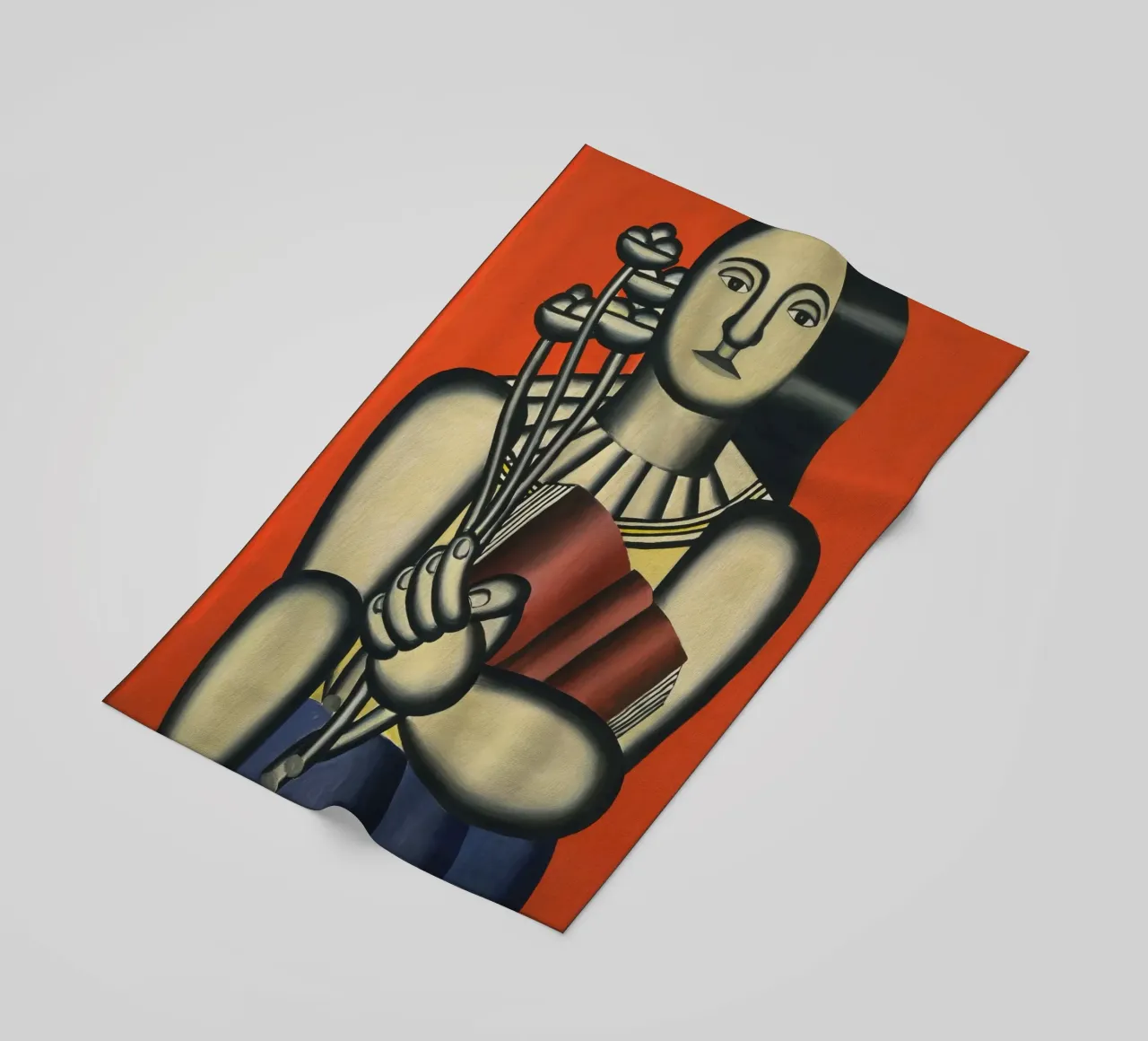 Fernand Léger Donna cubista con libro e fiori | Arte moderna telo mare da NorwesClub