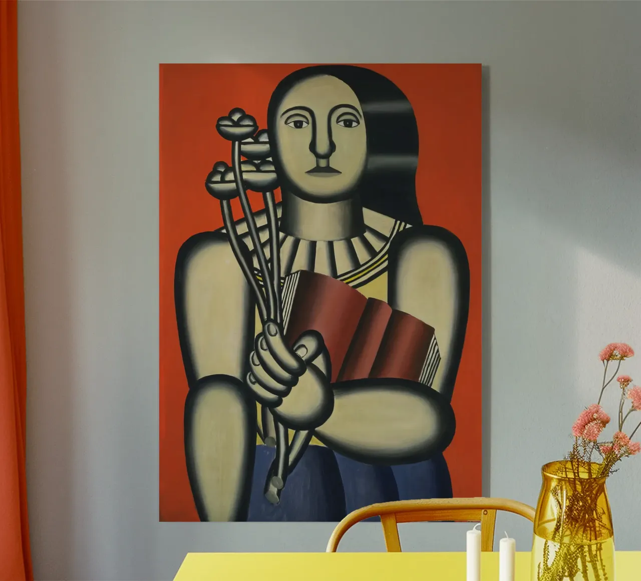 Fernand Léger Donna cubista con libro e fiori | Arte moderna plexiglass da NorwesClub