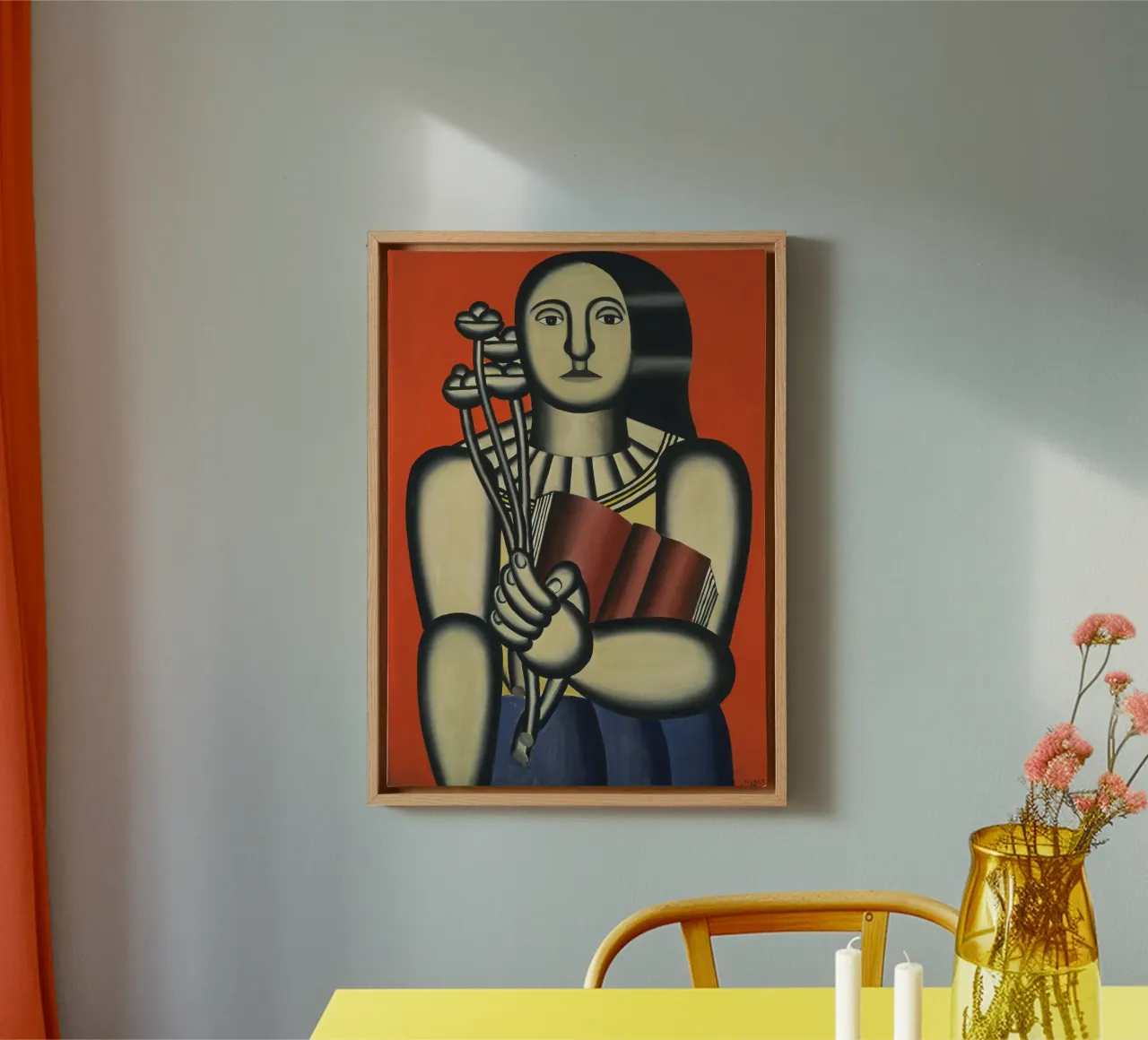 Fernand Léger Donna cubista con libro e fiori | Arte moderna tela da NorwesClub