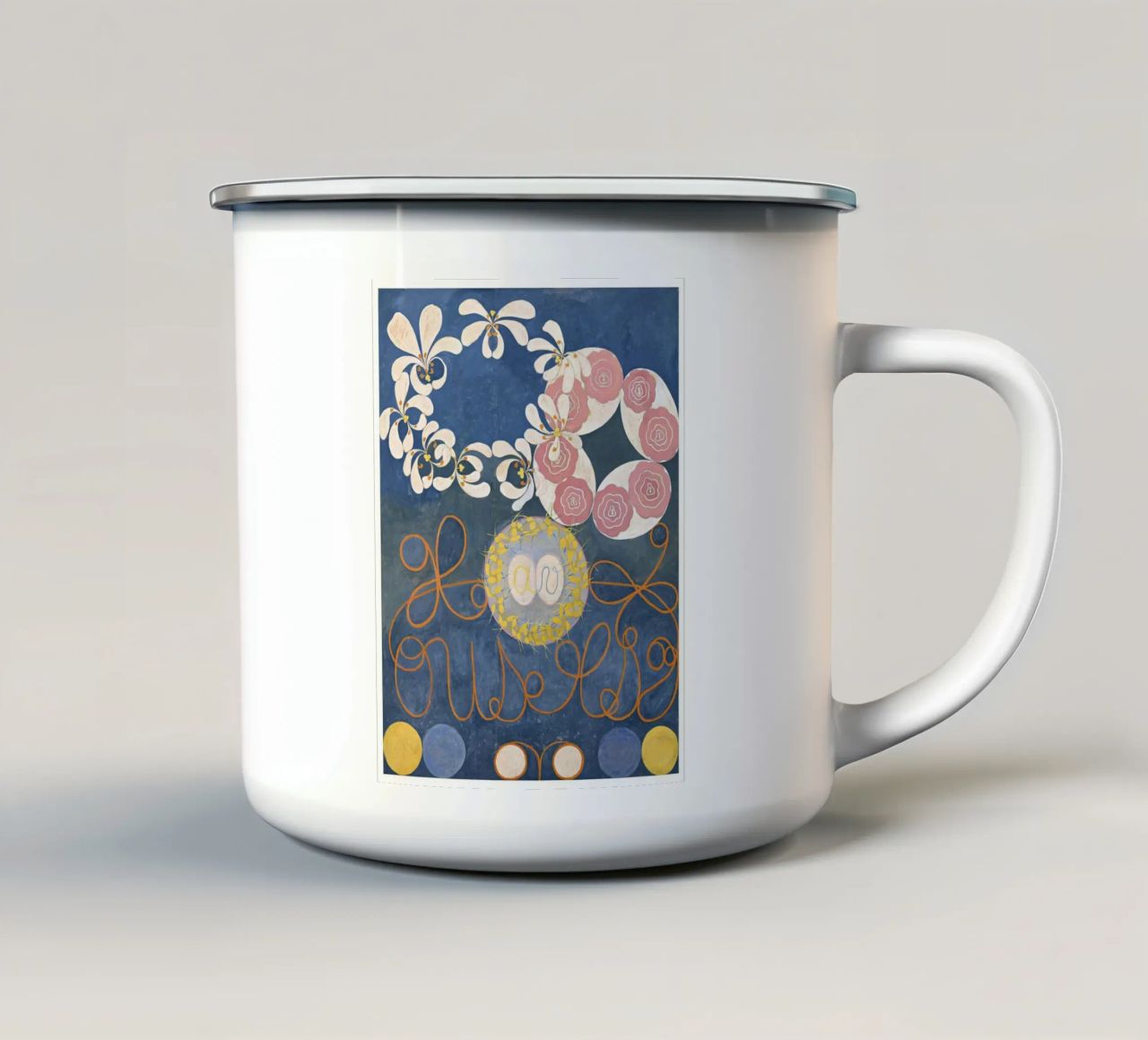 Hilma af Klint "Infanzia" Arte botanica astratta e mistica tazza in smalto da NorwesClub