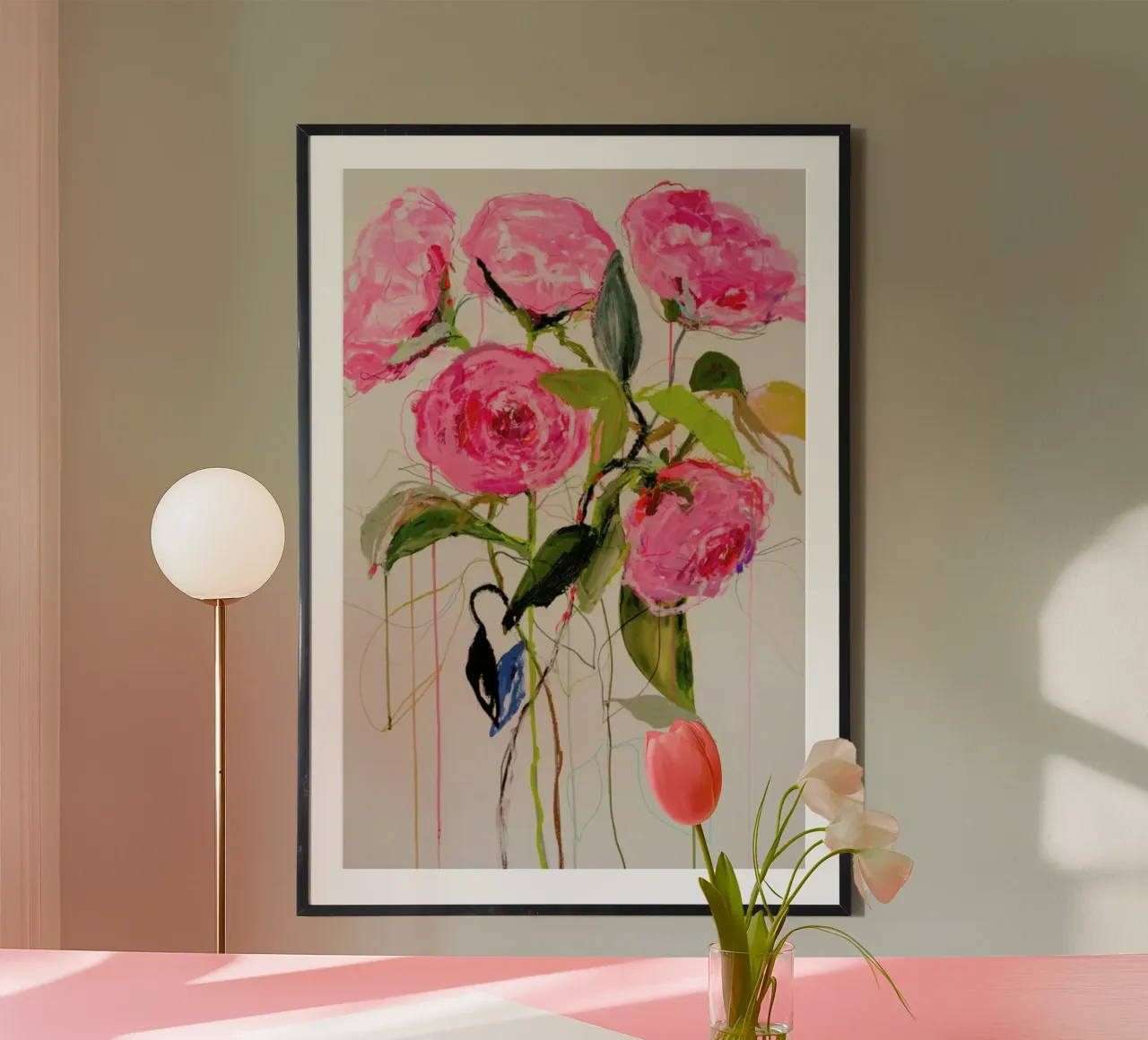 Rose Magenta poster con telaio in legno da Leigh Viner