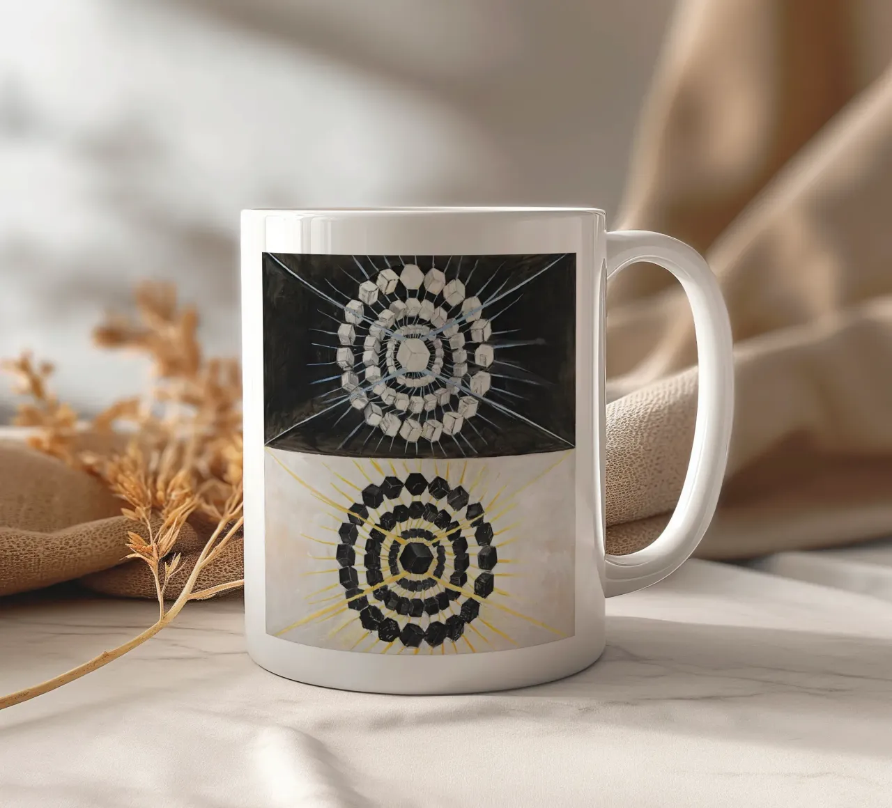 Hilma af Klint - The Swan: Abstract Duality, Spiritual Art, ceramic mug by NorwesClub