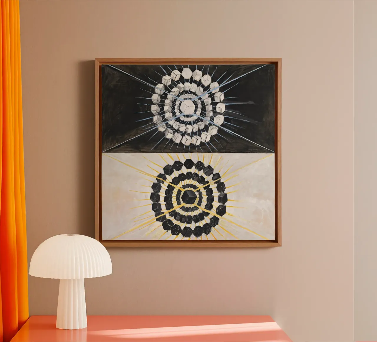 Hilma af Klint - De zwaan: abstracte dualiteit, spirituele kunst, canvas met Baklijst van NorwesClub