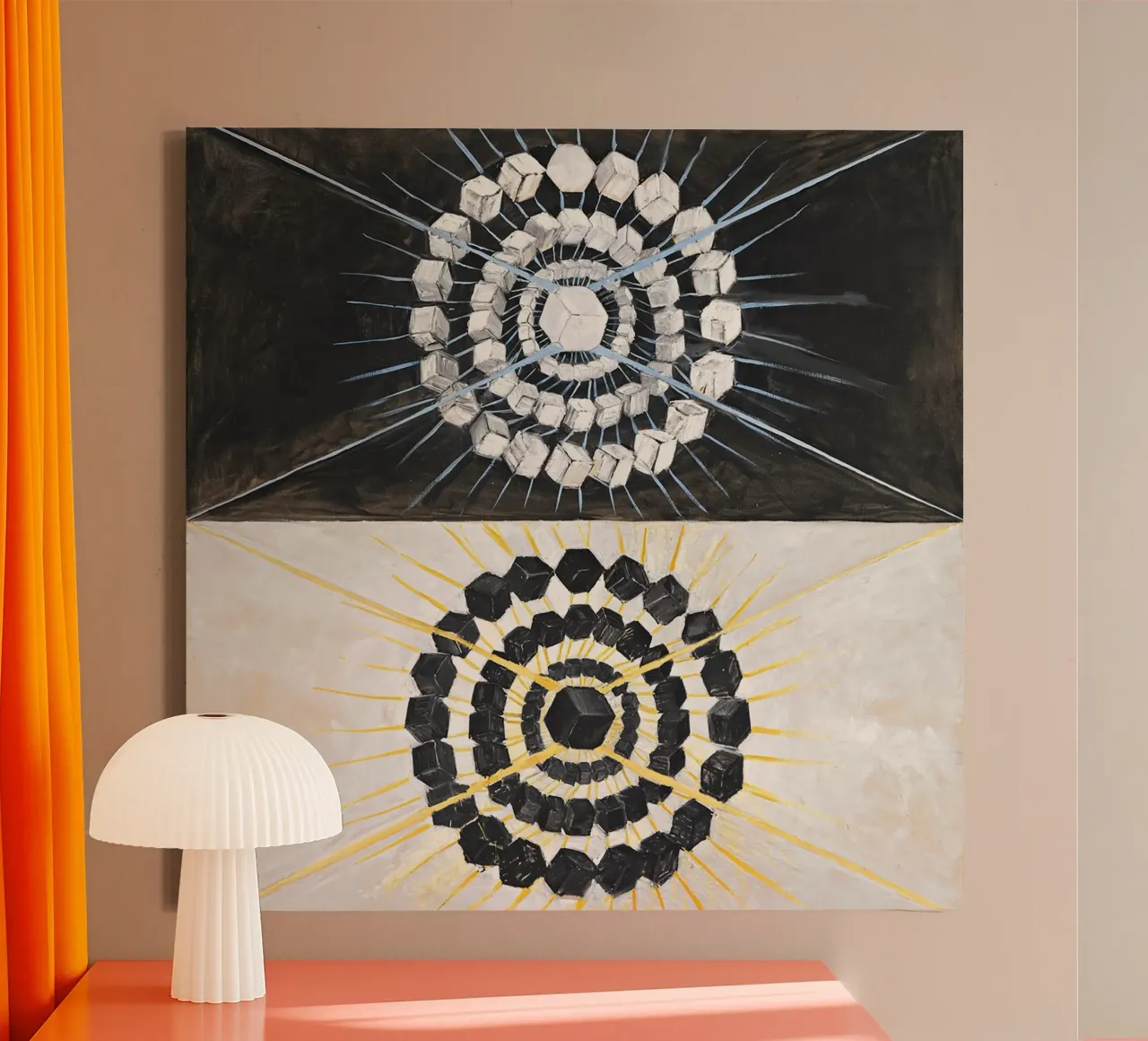 Hilma af Klint - De zwaan: abstracte dualiteit, spirituele kunst, canvas met Baklijst van NorwesClub