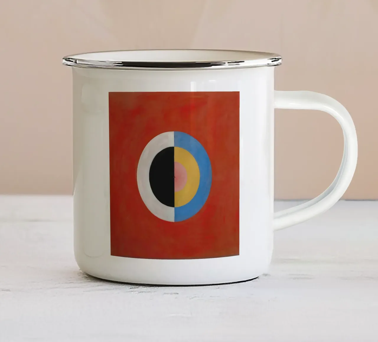 Hilma af Klint - De Zwaan nr. 17: Kleurentheorie, abstract Har emaille mok van NorwesClub