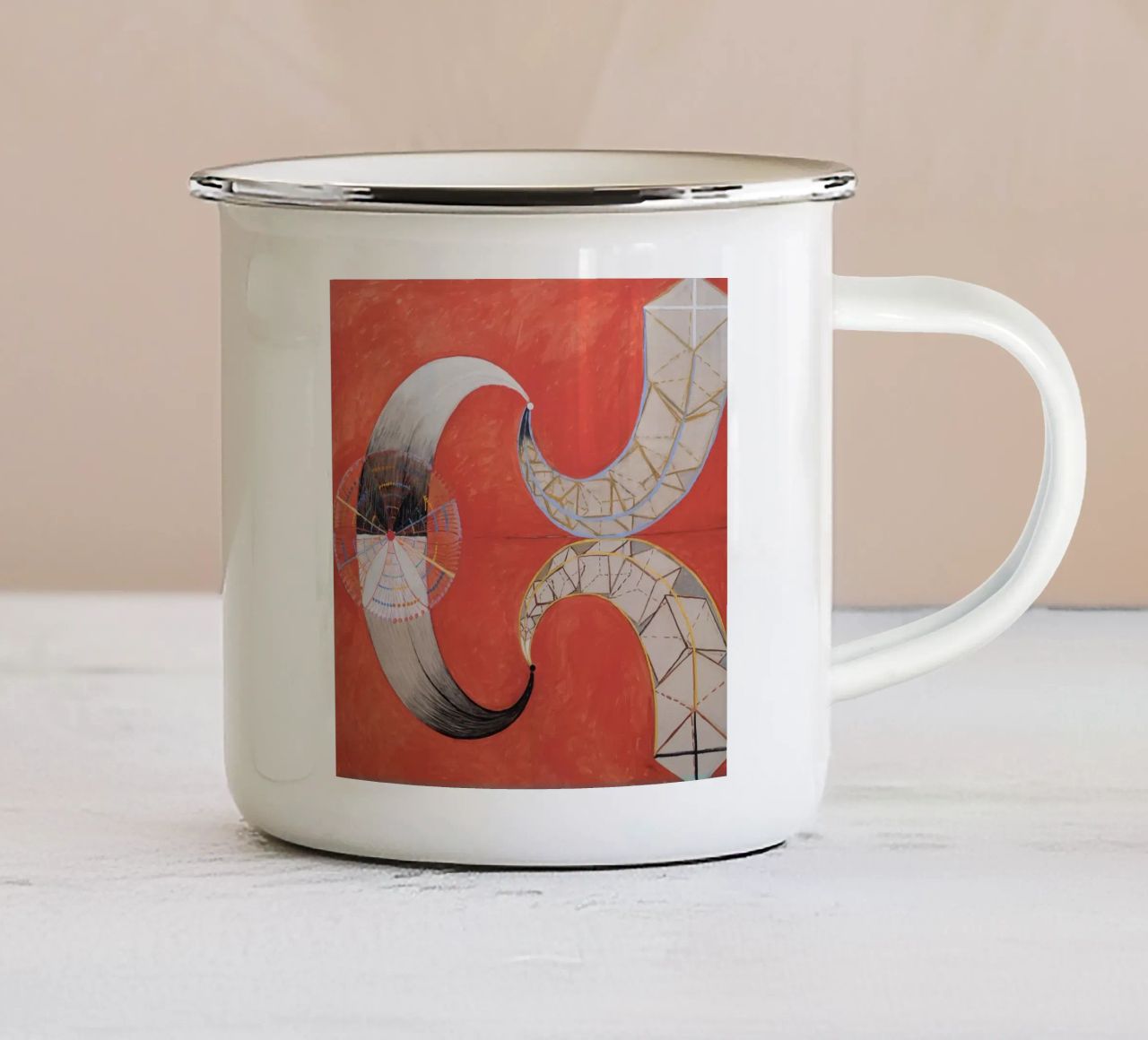 Hilma af Klint - Cigno n. 9: Forme dinamiche, astrazione spirituale tazza in smalto da NorwesClub